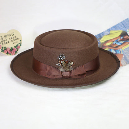 Trendy Pork Pie Wool Felt Hat for Men and Women