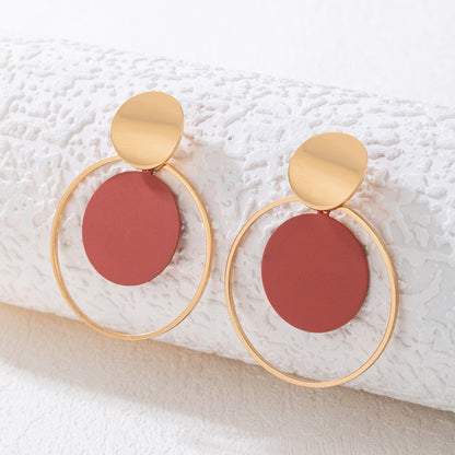 Geometric Metal Circle Earrings Set Stylish Casual Earrings