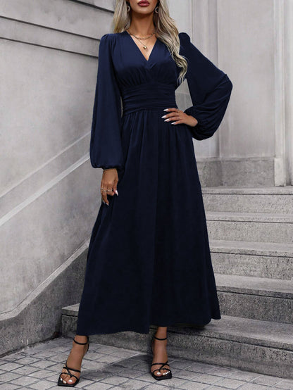 Autumn And Winter New Women'S Lantern Sleeves With High Split Ends Dress