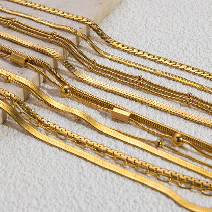 Wavy Titanium Steel Bracelet Luxurious 18K Gold Plated Women's Jewelry