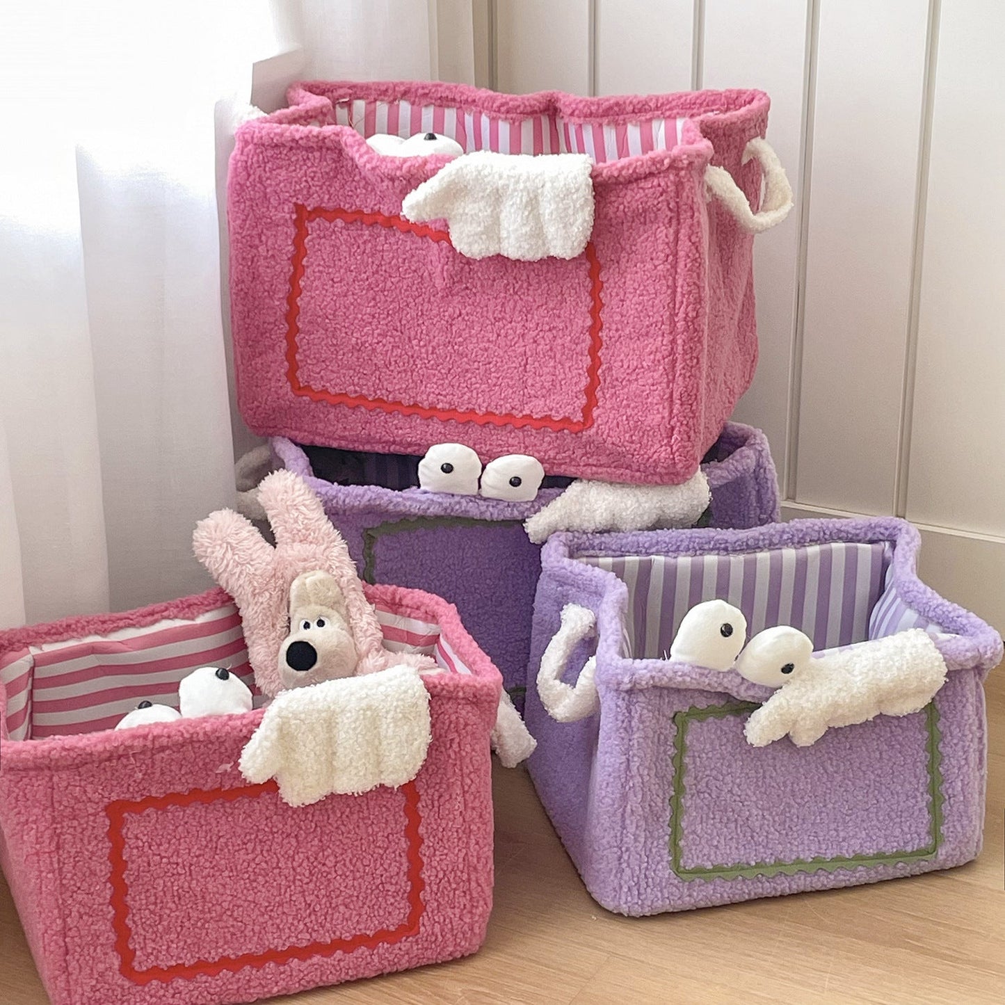 Monster Plush Storage Bin Cute Winged Organizing Basket