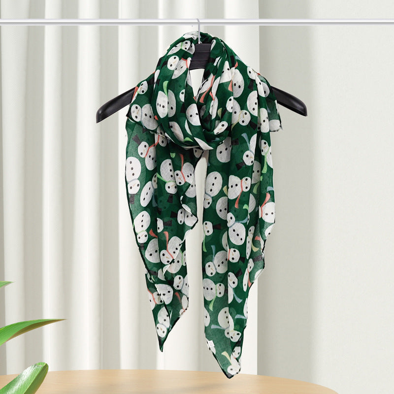 Christmas Theme Cartoon Print Silk Scarf