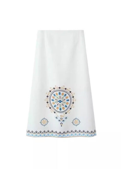 Embroidered Two Piece Set Polyester Ruffle Straps