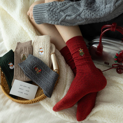 Rufia - Christmas Embroidered Fall &amp; Winter Socks