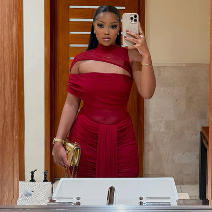 Trendy Solid Color Women鈥檚 Bodycon Asymmetrical Dress
