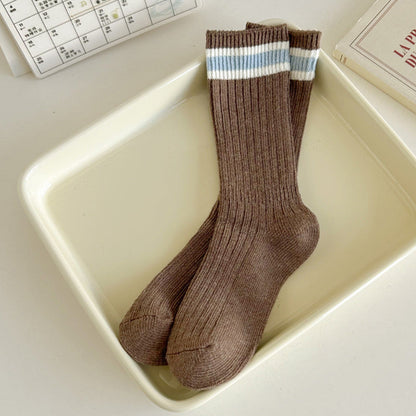 Minimalist Striped Color Block Crew Socks