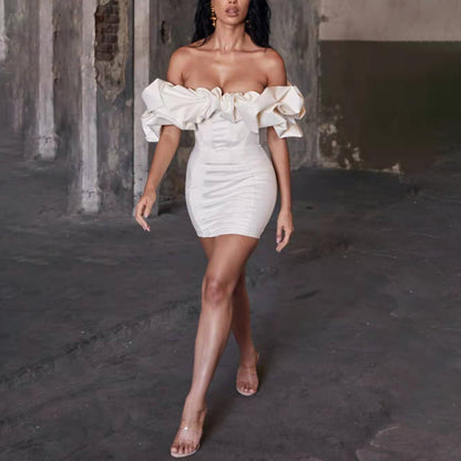 Strapless Fishtail Peplum Dress Elegant Cocktail Dress
