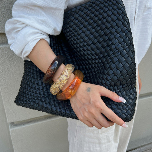 Vintage-Inspired Translucent Acrylic Geometric Bracelet