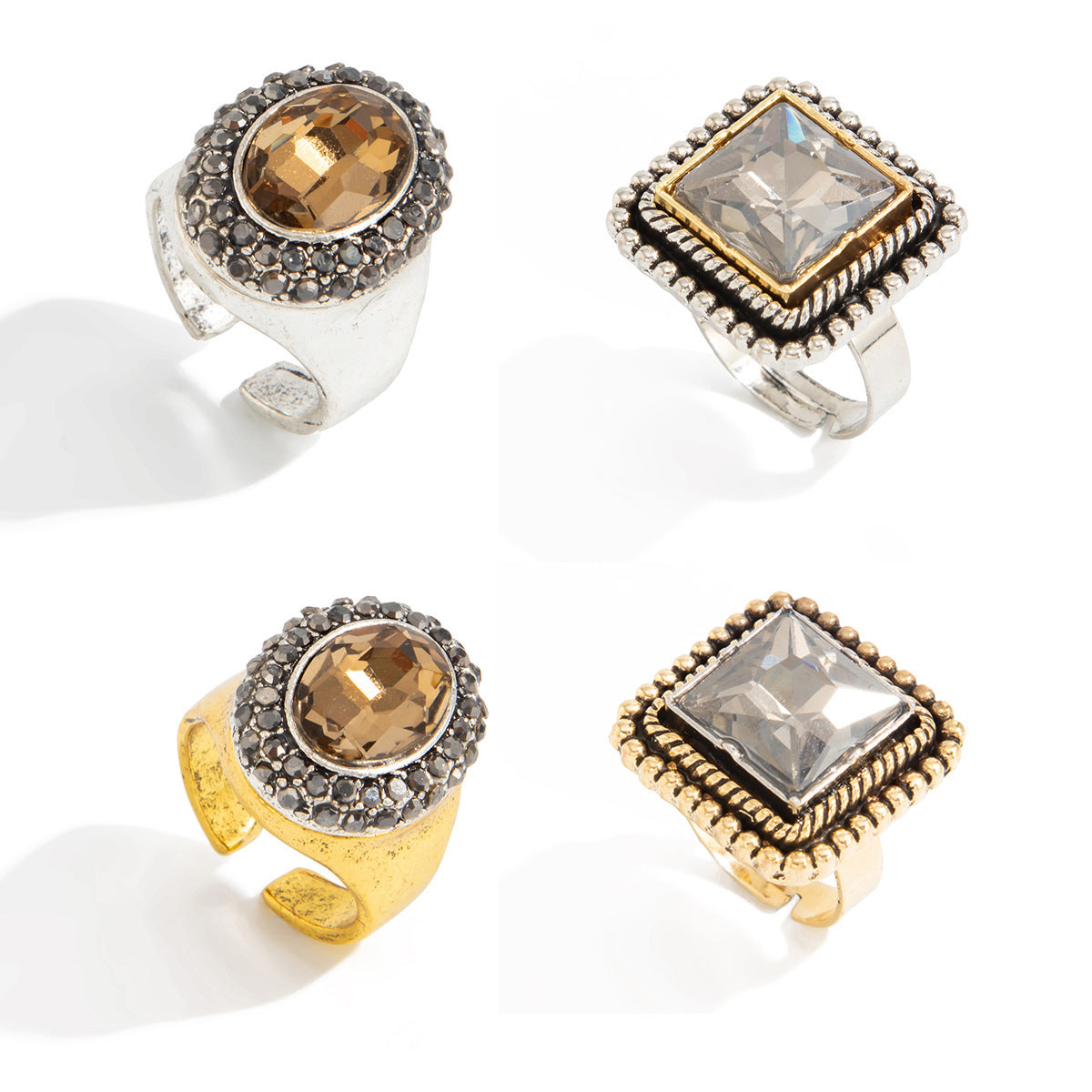 Vintage Geometric Acrylic Ring Fashion Jewelry For Women