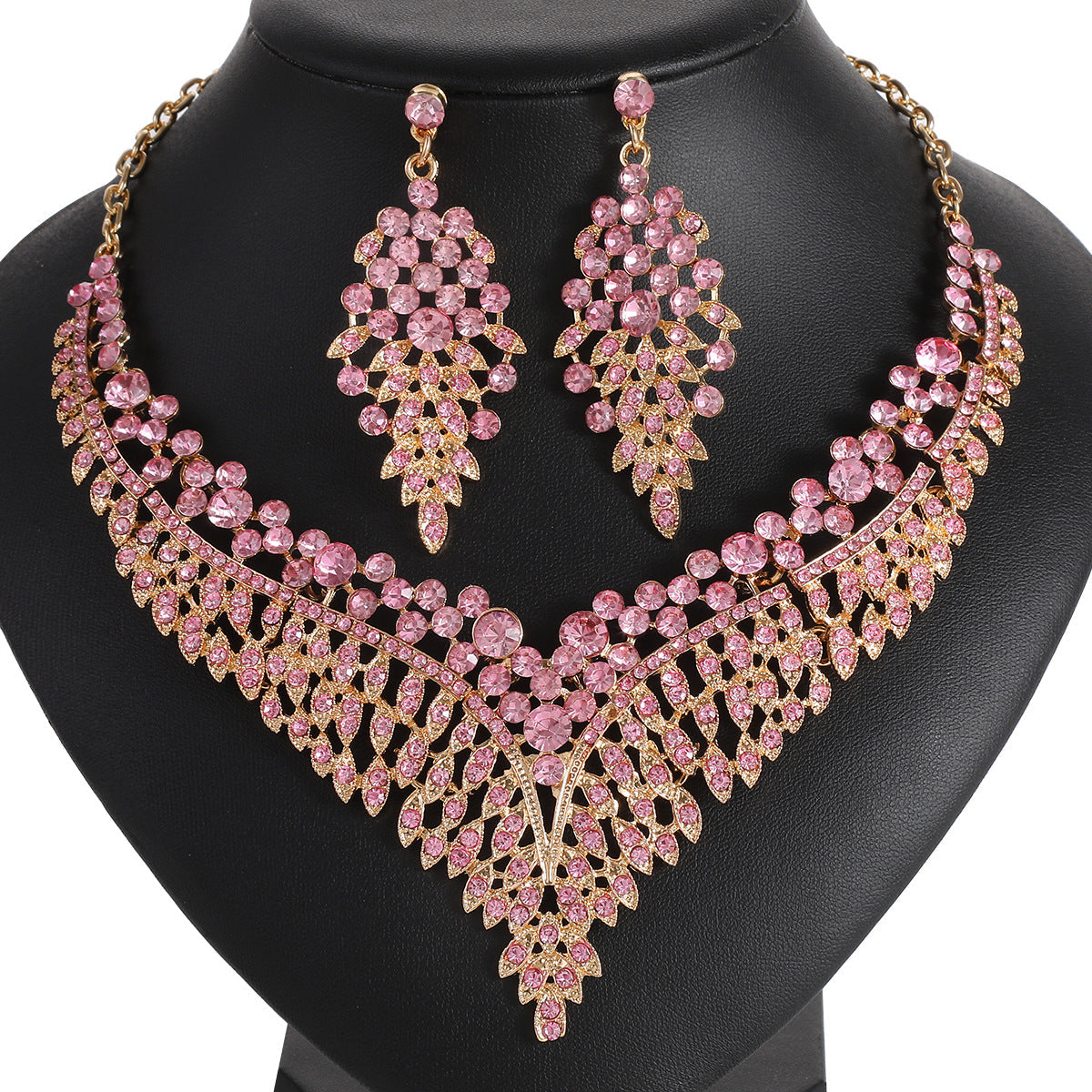 Alloy Choker Necklace With Crystal Gemstones - Vintage Style Jewelry Set
