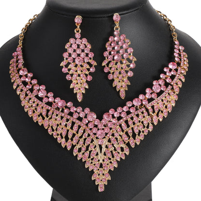 Alloy Choker Necklace With Crystal Gemstones - Vintage Style Jewelry Set