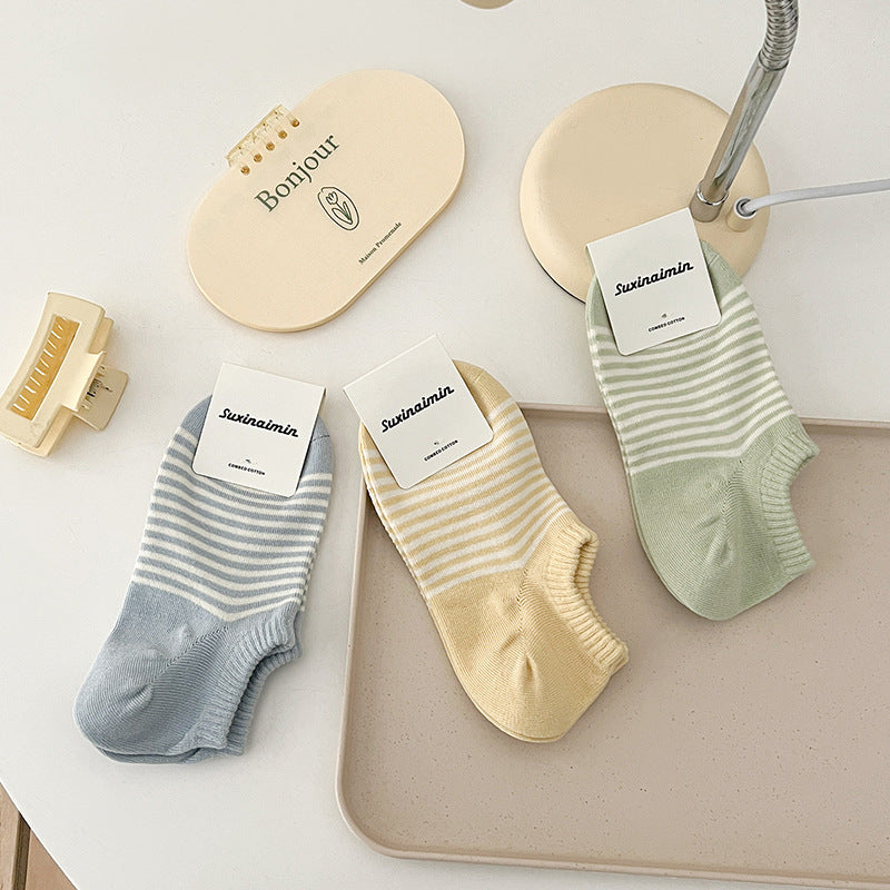 Striped Candy Color Low Ankle Socks