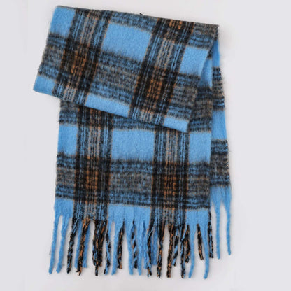 Trendy Plaid Thicken Warm Tassel Knit Scarf