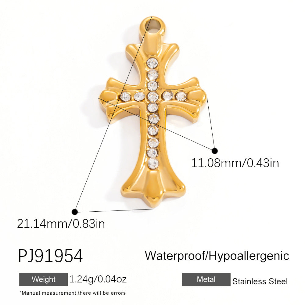 Cross Pendant Accessories DIY Jewelry Stainless Steel 18K Gold Bracelet Necklace