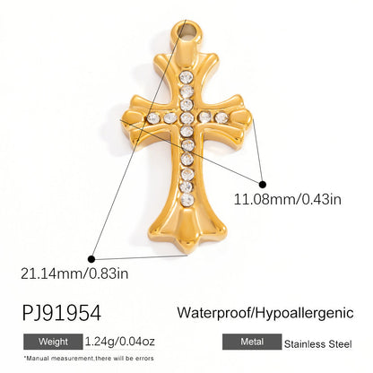 Cross Pendant Accessories DIY Jewelry Stainless Steel 18K Gold Bracelet Necklace