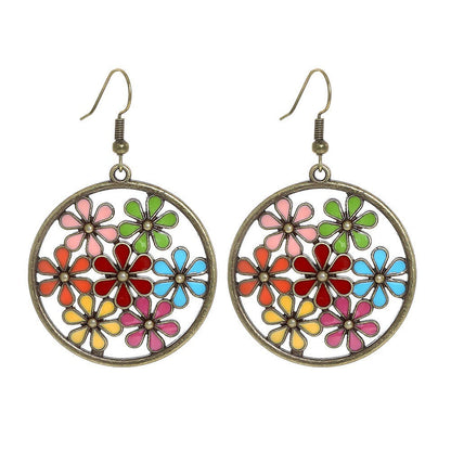 Bohemian Geometric Flower Alloy Earrings Set