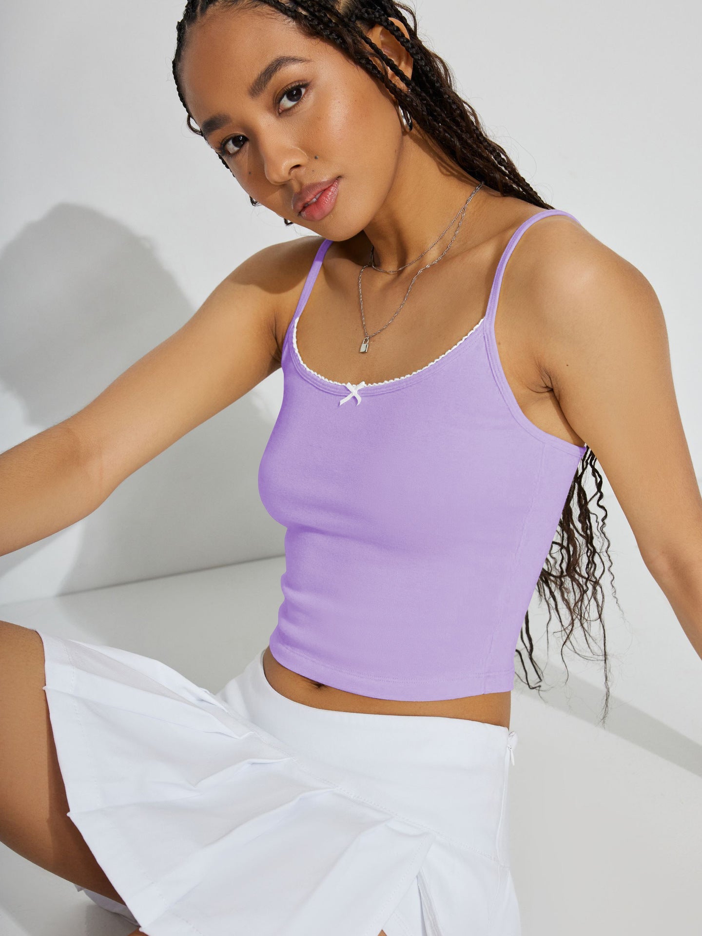 Backless Cami Top with Bow Detail Sexy Slim Fit