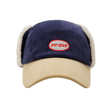 Winter Hat With Ear Flap Corduroy Baseball Cap