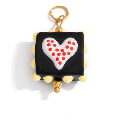 Hand-Painted DIY Jewelry Accessories Summer Dopamine Glass Heart Pendant