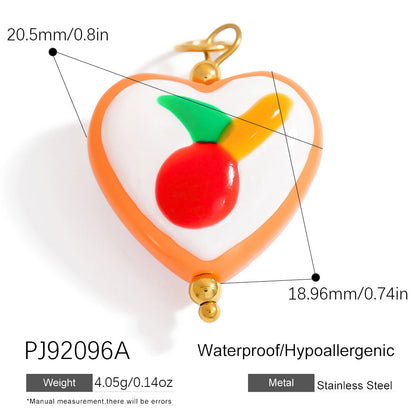 Hand-Painted DIY Jewelry Accessories Summer Dopamine Glass Heart Pendant