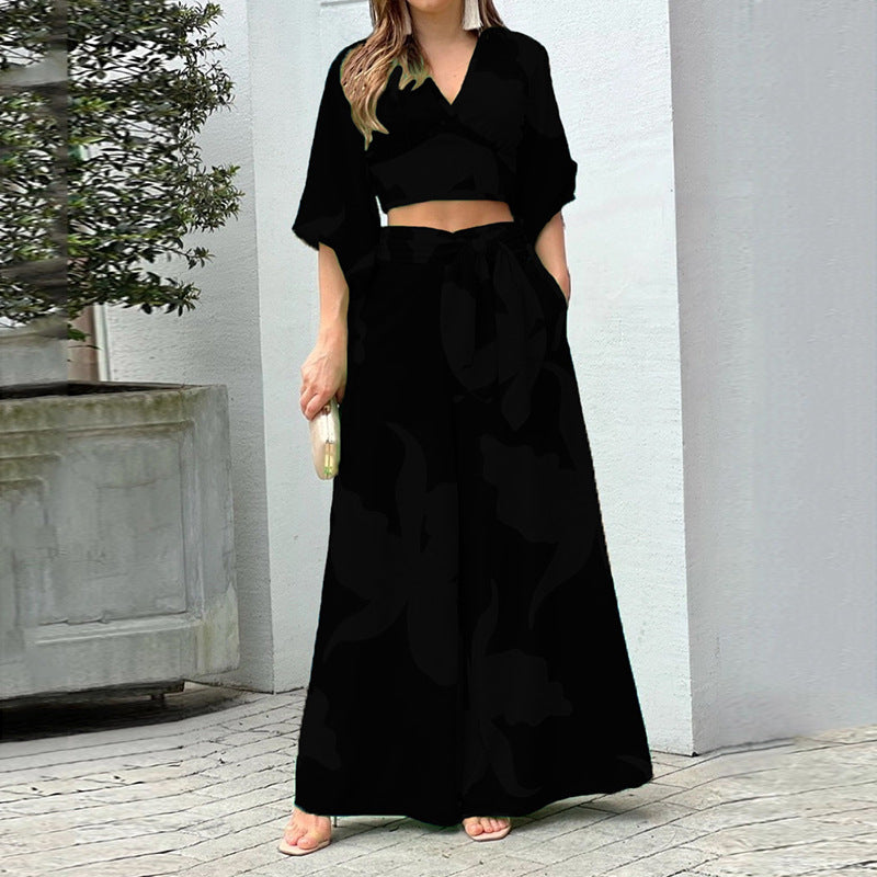 Casual Floral Print High-Waisted Set for Women