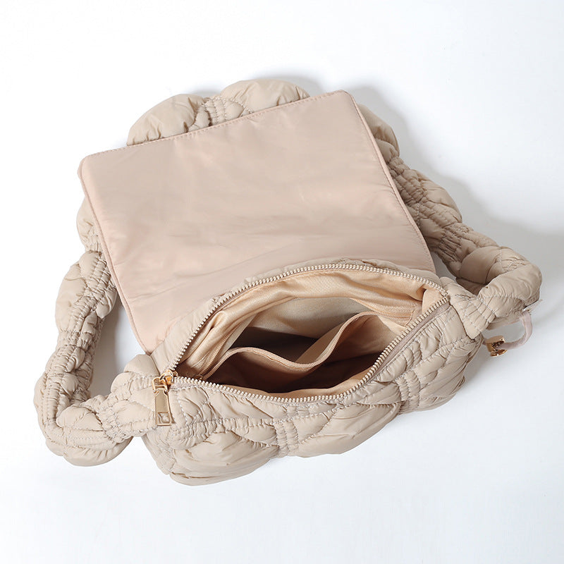 Trendy Cloud Shoulder Bag Wrinkled Nylon Crossbody Bag