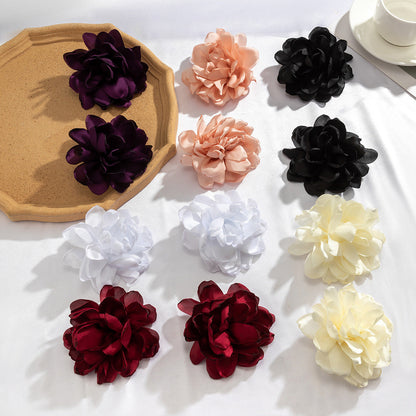 Exaggerated Floral Fabric Earrings Stylish Women'S Accessories
