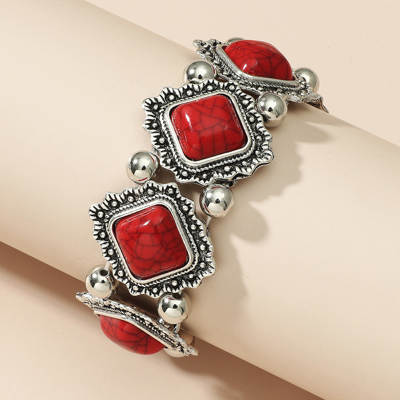 Personality Vintage Geometric Turquoise Stretch Bracelet Women'S Bohemian Bracelet Jewelry