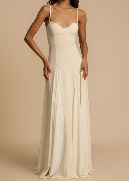 Cream Maxi Dress Lightweight Acetate Spaghetti Strap