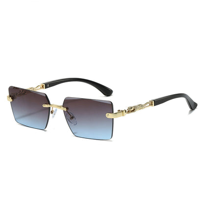 Trendy Square Sunglasses with Leopard Decoration
