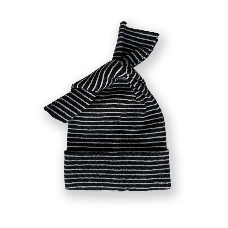 Striped Knitted Beanie for Women Cozy Casual Hat