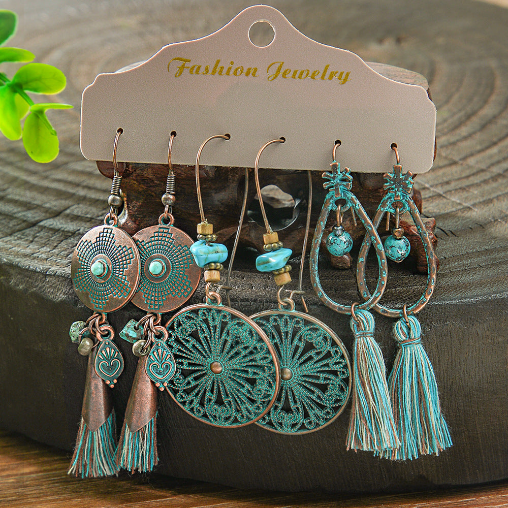 Bohemian Hollow Fringe Earrings Stylish Fishbone Design
