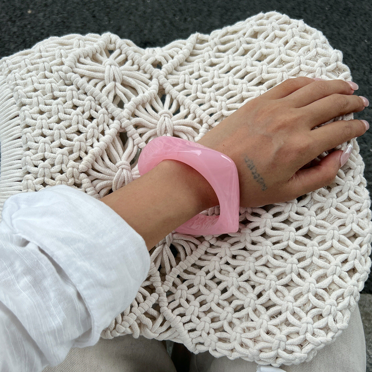 Geometric Acrylic Macaron Bangles Trendy Semi-Transparent Bracelets