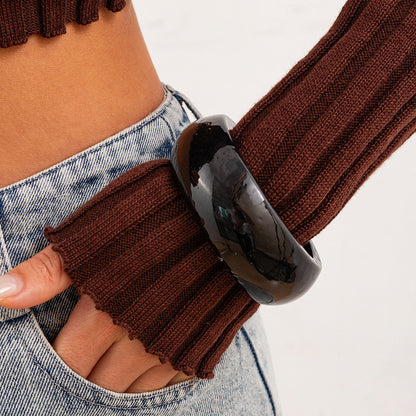 Trendy Semi-Transparent Acrylic Bracelet Exaggerated Wide Resin Bangle For Women