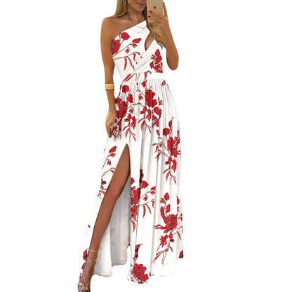 Elegant One-Shoulder Sleeveless High-Waisted Dress