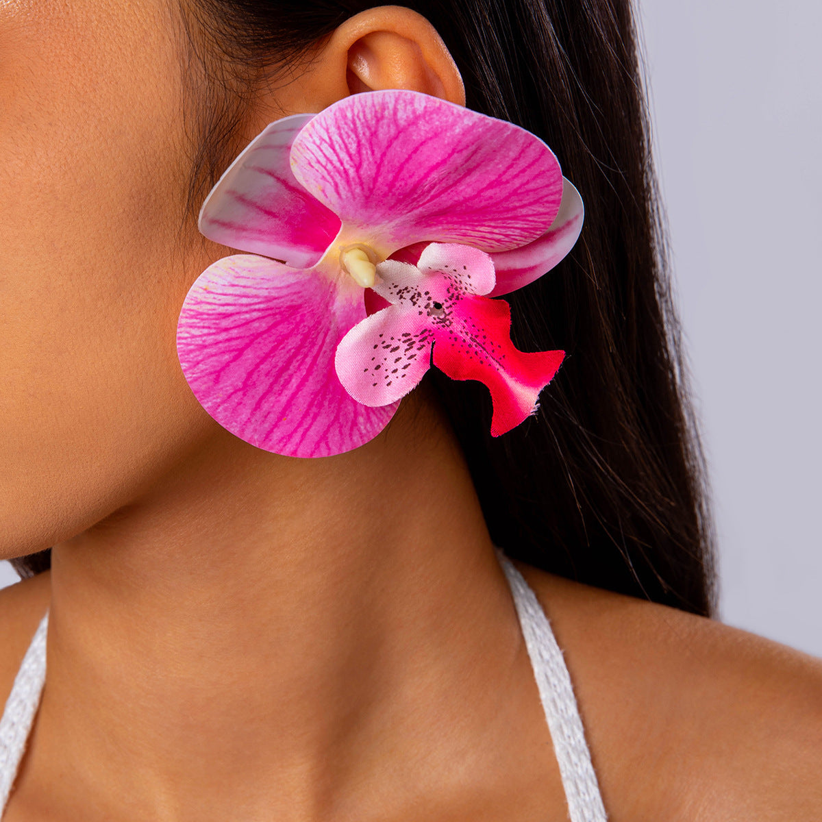 Colorful Orchid Flower Earrings Fresh Atmosphere