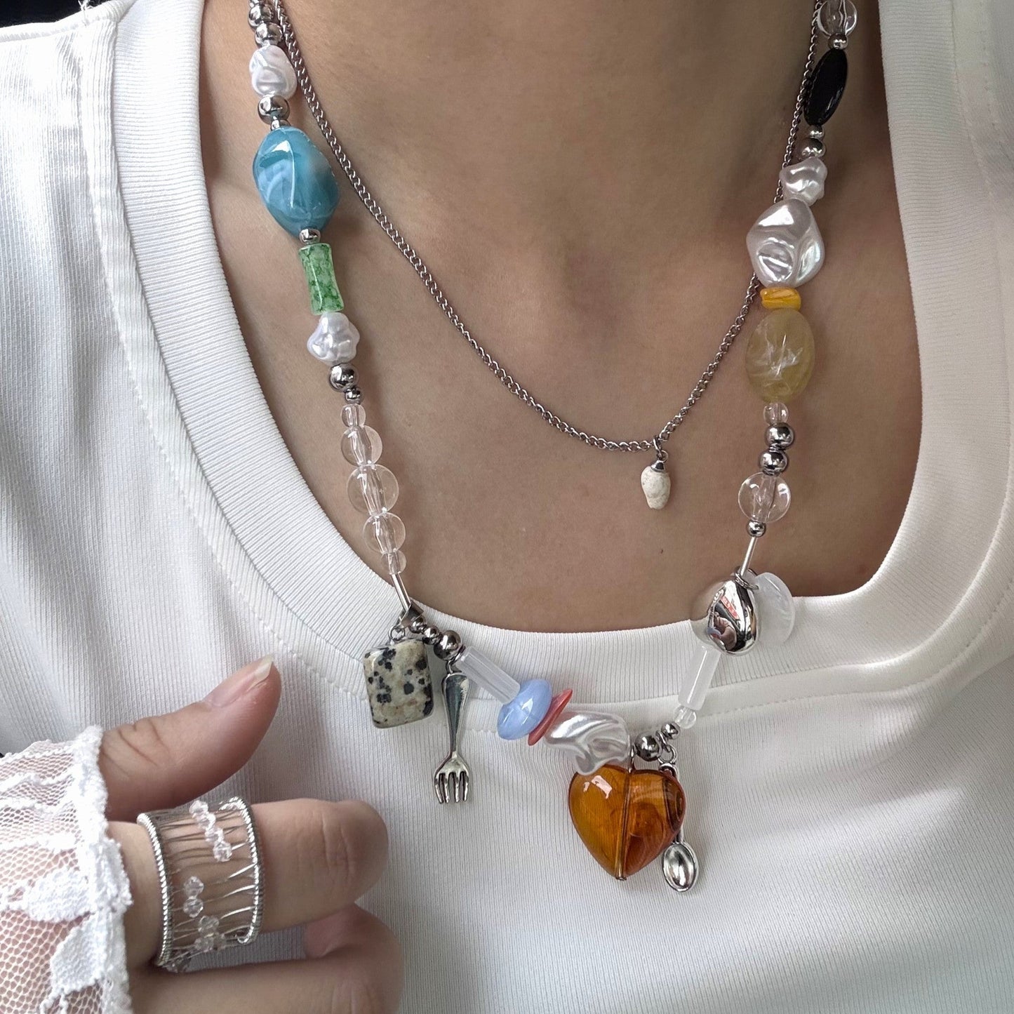 Cute Double-Layer Spicing Beaded Necklace