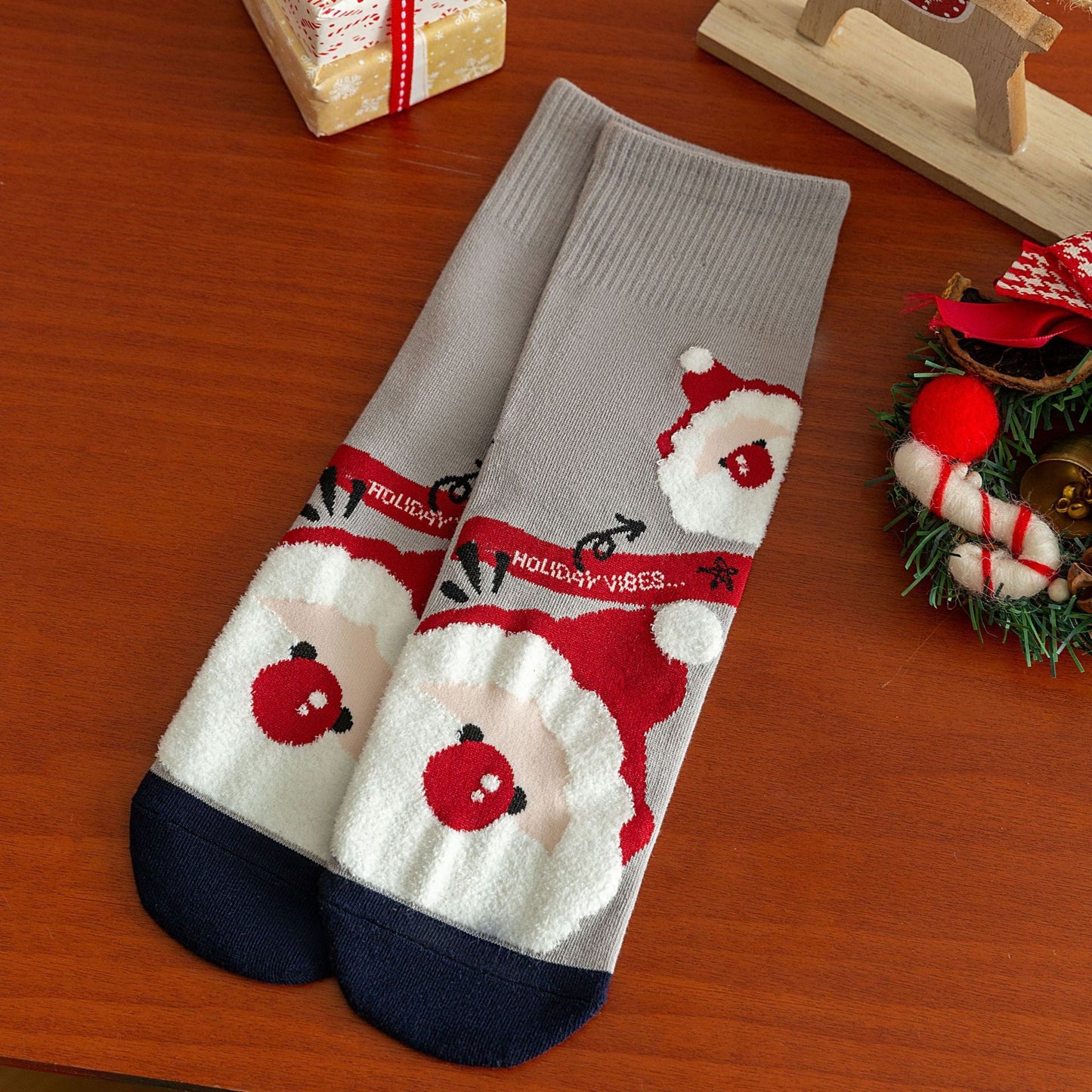 Christmas Cartoon Reindeer Cozy Crew Socks