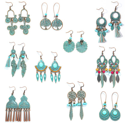 Bohemian Style Tassel Drop Earrings Vintage Zinc Alloy Jewelry