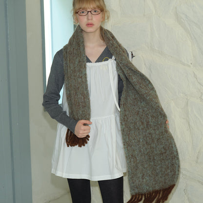 Fringe Alpaca Blend Scarf Stylish Warm Wrap