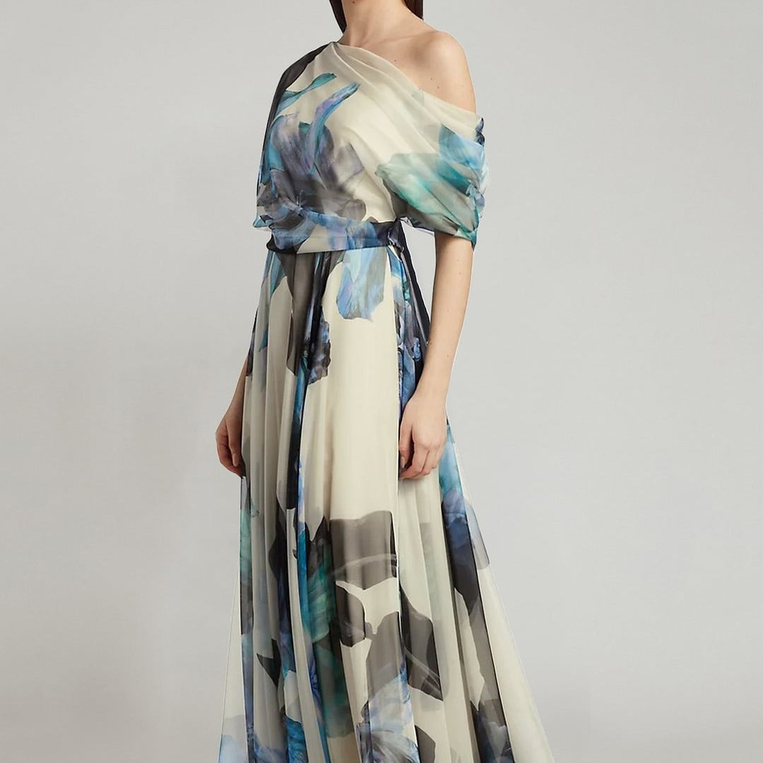 Bohemian Floral Maxi Dress With Tie Straps