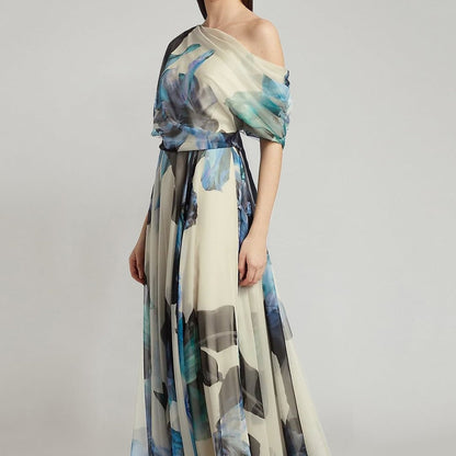 Bohemian Floral Maxi Dress With Tie Straps