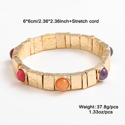 Boho Tiger Eye Stones Gold Cuff Bracelet