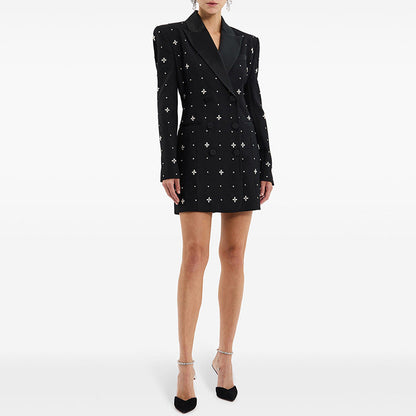 Beaded Blazer Dress Elegant Street Style