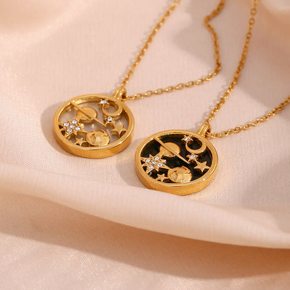 2+ Moon Star Shell Round Pendant Necklaces