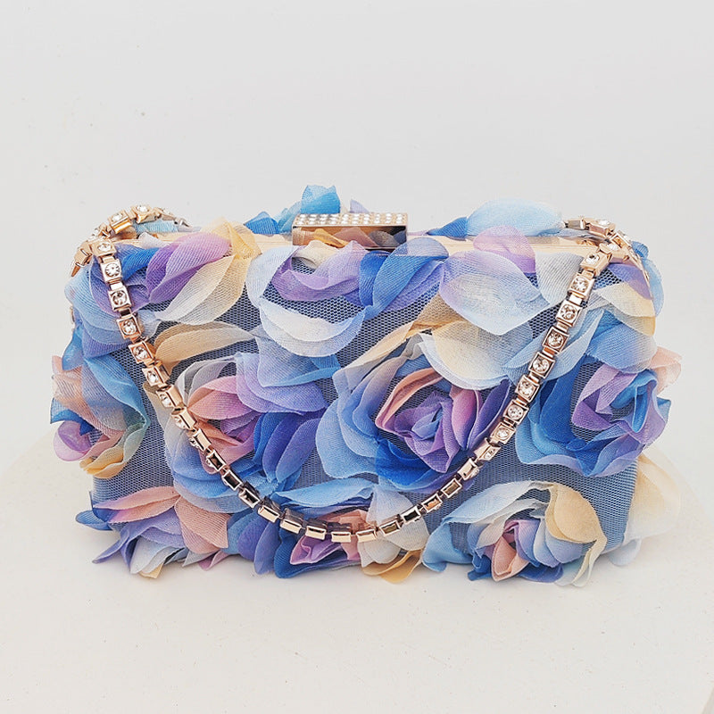 Chic Floral Chiffon Evening Clutch Party Bag