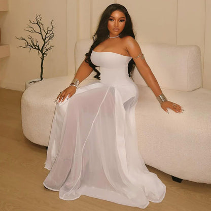 Elegant Off-Shoulder A-Line Maxi Dress In Solid Color