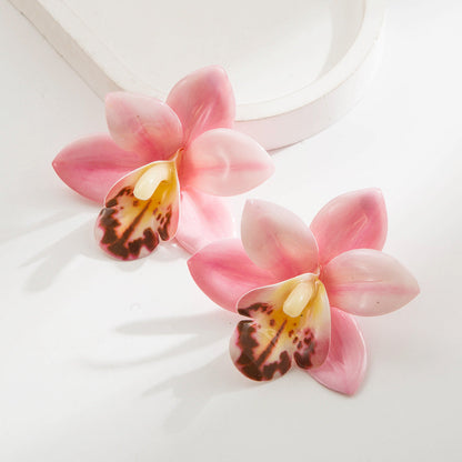 Flower Drop Resin Earrings S925 Silver Studs for Women