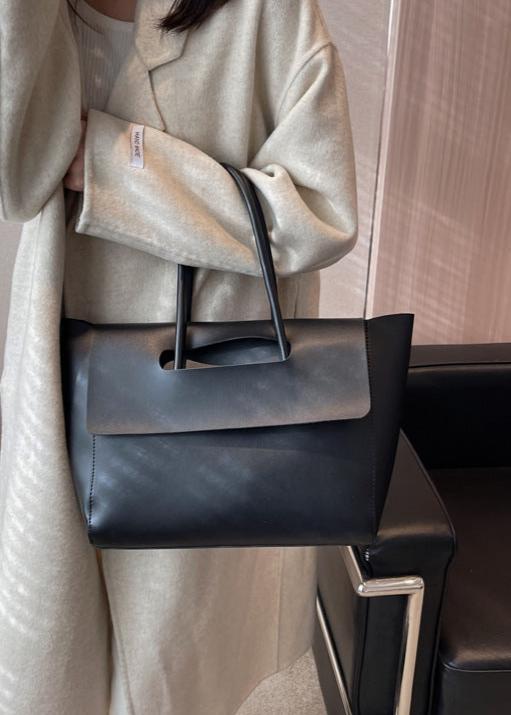 Spacious Pu Tote Bag With Minimalist Flap Design