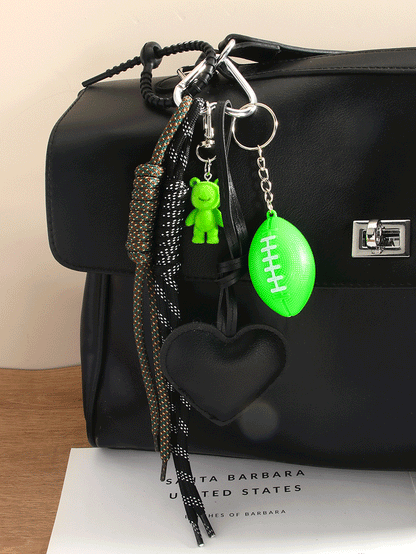 Cute Heart Mini Rugby Ball Frog Keychain